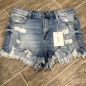 High Rise Destructed Shorts
